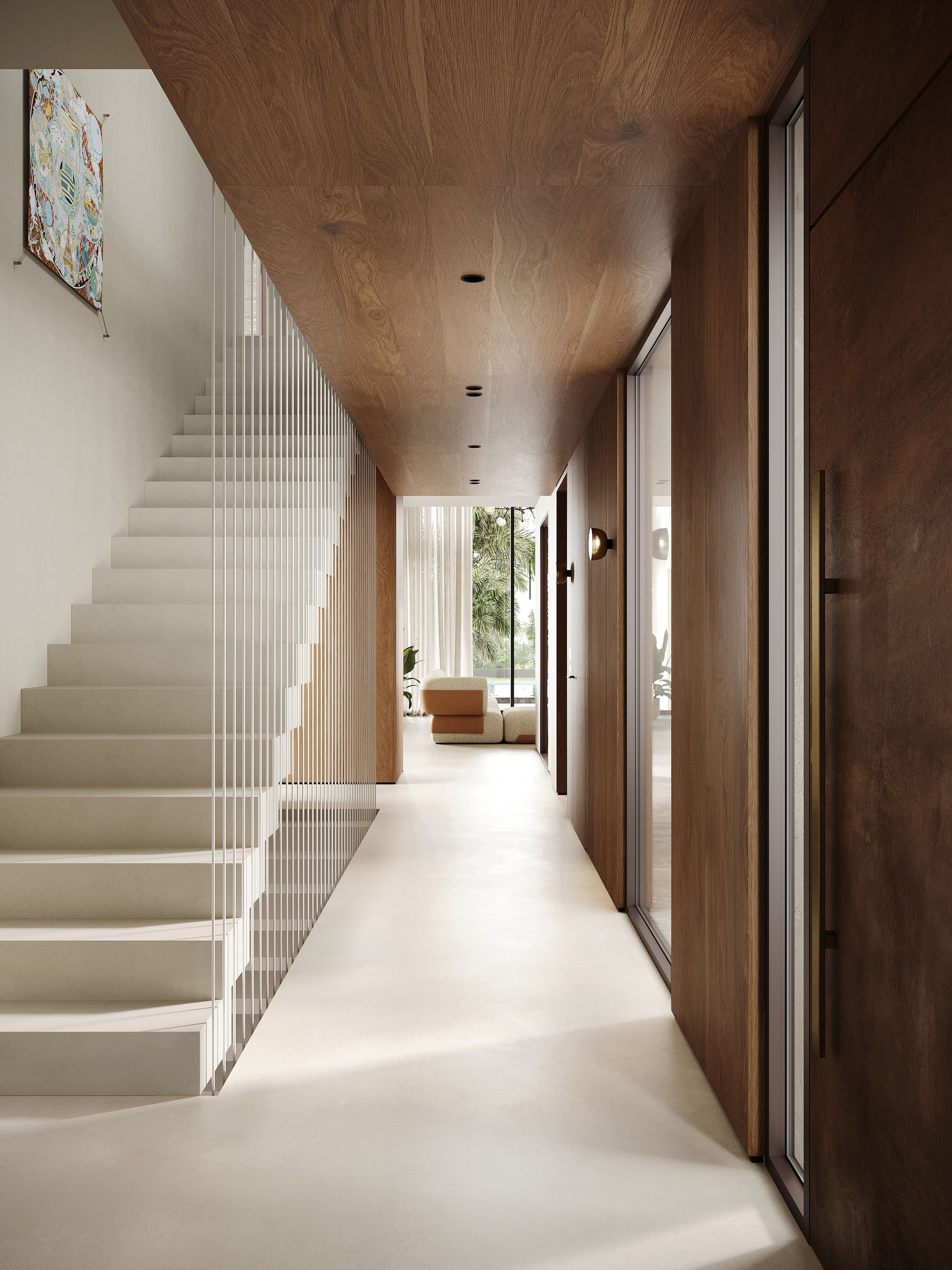 Vivienda Golf, Bétera. Distribuidor y escalera de planta baja