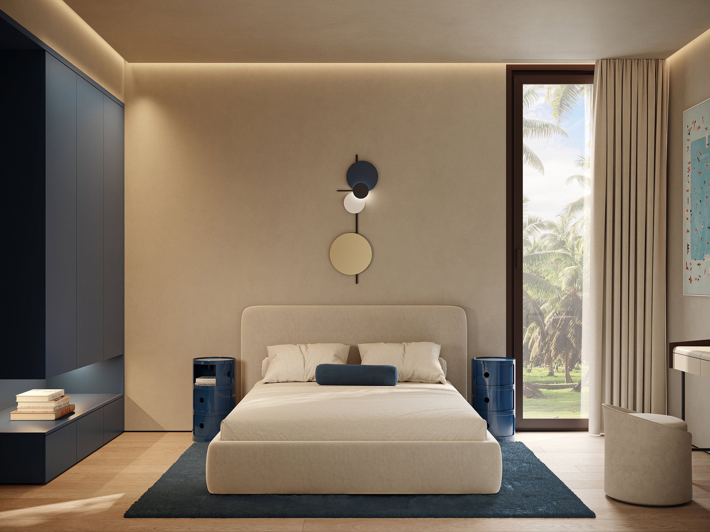Vivienda Golf, Bétera. Dormitorio con salida al jardín