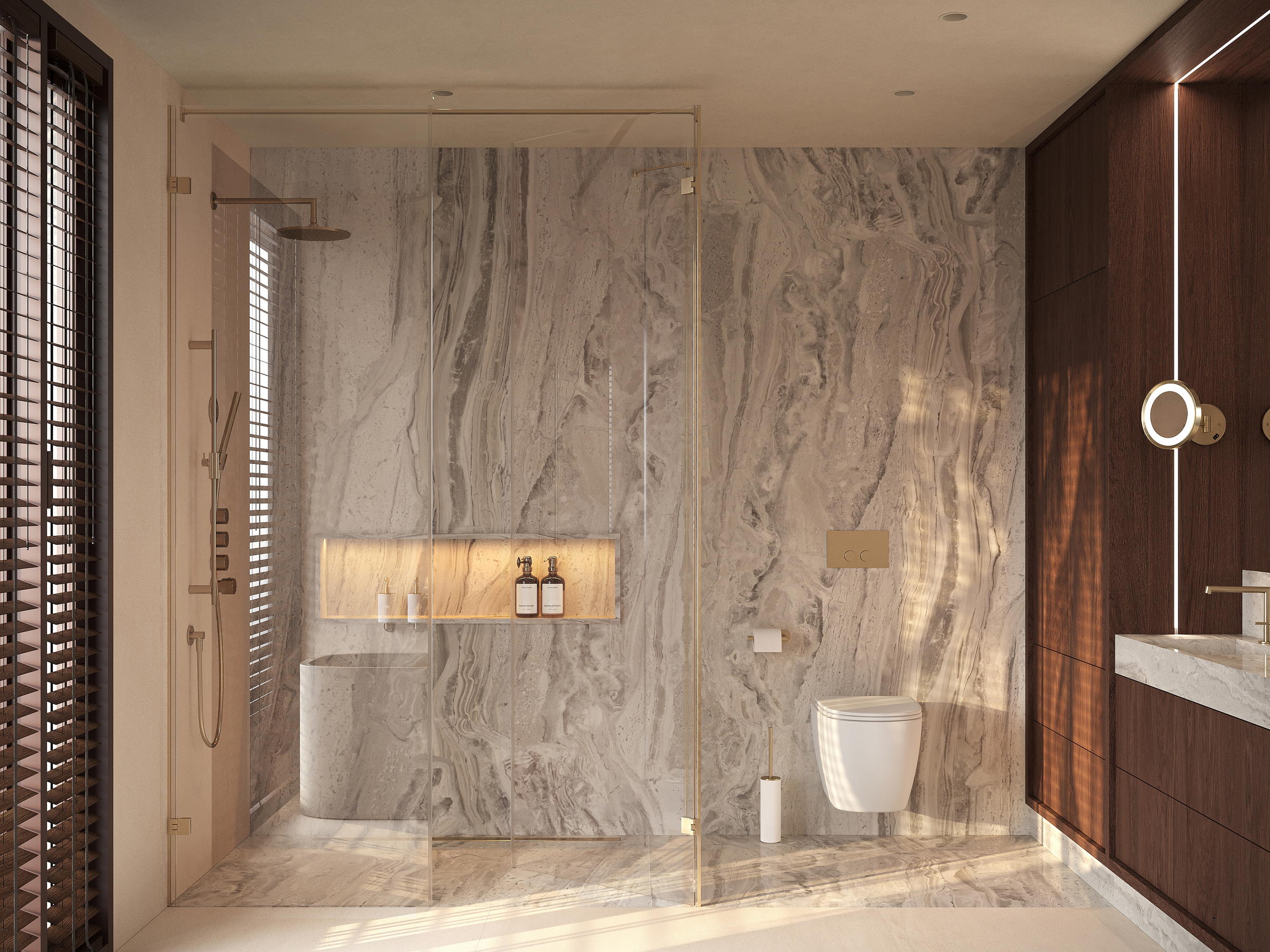 Vivienda Golf, Bétera. Baño principal en mármol